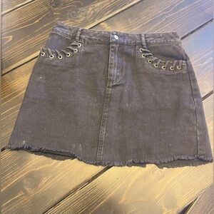 The perfect black denim mini skirt